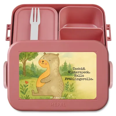 Produktbild von Mr. & Mrs. Panda Snackbox Otter Bauch Design - Rot Pastell - Geschenk, Bentobox, dick, Vesperbox, Seeotter, Lunchbox, Sportmuffel, See, Winterspeck, Bento Box