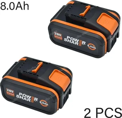 Image de Batterie Li-ion 20V - Batterie de remplacement pour outils électriques - Capacité de 6,0 Ah (6000 mAh) - Rechargeable - Lot de 2 - Compatible avec les modèles WA3551, WA3553, WX176, WX550, WX386, WX373, WX290, WX800, WU268
