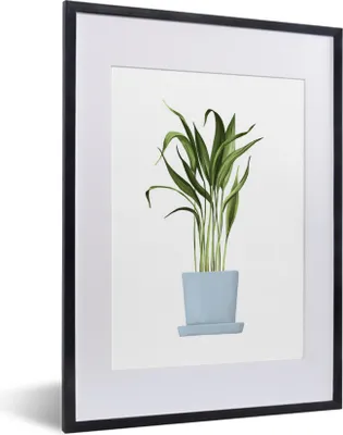 Produktbild von MuchoWow® MuchoWow® Gerahmtes Poster Zimmerpflanze - Blumentopf - Weiß 30x40 cm - Poster mit zchwarzem Bilderrahmen - Wandposter Schlafzimmer