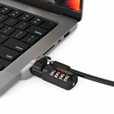 Produktbild von Compulocks Ledge Lock Adapter for MacBook Pro 16" M1, M2 & M3 with Combination Cable Lock - Sicherheitsschlossadapter - mit Kombinationsschloss - für Apple MacBook Pro 16 (M1, M2)