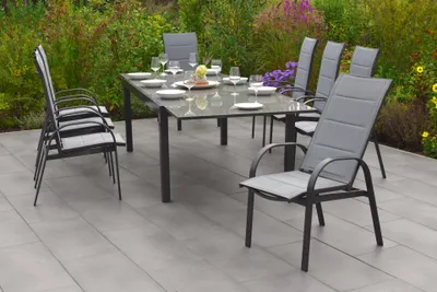 Produktbild von Merxx Gartenmöbelset "Marini" 9tlg. - Aluminiumgestell mit Textilbespannung grau - 50254-309