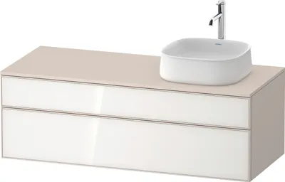 Image de Duravit Zencha Meuble sous-lavabo sur console, 1300x550mm, 1 tiroir, 1 coulissant, découpe à droite, ZE4822R64830000