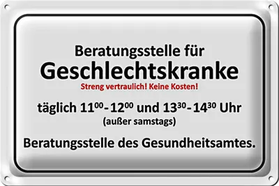 Produktbild von Blechschild 30x20cm Beratungsstelle für Geschlechtskranke