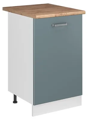 Produktbild von Küchenunterschrank Vicco R-Line Blau-Grau/Weiß 50 cm Arbeitsplatte Goldkraft Eiche, Model 70149