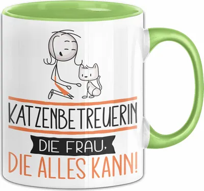 Produktbild von Katzenbetreuerin Geschenk Tasse Becher Die Frau Die Allen Kann Geschenkidee für eine Katzenbetreuerin Lustig (Grün)