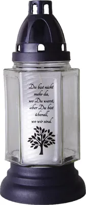 Grabkerze 6eck mit dem Motiv - Baum mit Spruch