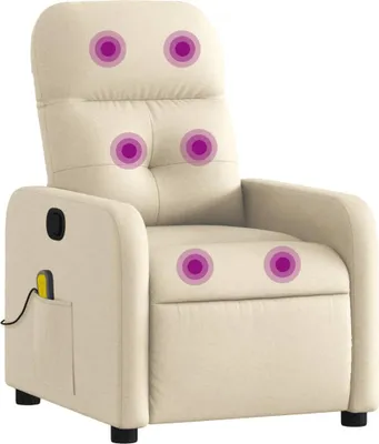 Image de vidaXL Fauteuil relax de massage, tissu crème