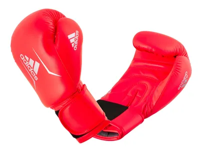 Image de Gants de boxe Adidas Speed 50, couleur rouge solaire et argent, poids : 12 oz