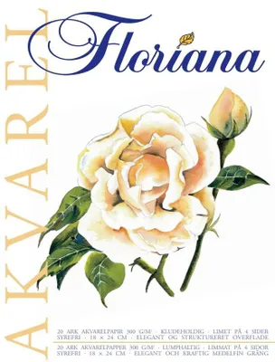 Immagine prodotto di PLAY-CUT, blocco di carta per acquerelli Floriana, formato 18x24 cm (bianco), grammatura 300 g/m², con 20 fogli