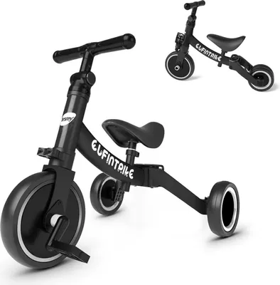 Image de besrey Vélo de marche 5 en 1 pour enfants de 1 à 4 ans - Noir