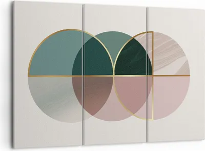 Produktbild von Bild auf Leinwand - Leinwandbild - 3 Teile - Abstraktion Räder Minimalismus - 105x70cm - Wand Bild - Wanddeko - Wandbilder - Leinwanddruck - Bilder - Wanddekoration - Leinwand bilder - CE105x70-4399