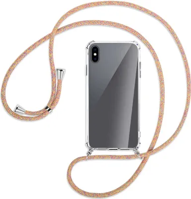 Produktbild von Handykette Backcover-Schutzhülle mit Band (Metall silberfarben) für Apple iPhone XS Max - Rainbow