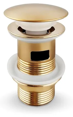 Produktbild von Ablaufgarnitur für Waschbecken, Universal Ablaufgarnitur mit Überlauf für Waschbecken und Waschtische, Pop Up Ventil, Abflussventil, Stöpsel, Siphon in Gold