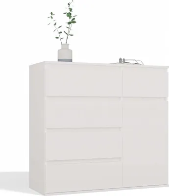 Produktbild von Malwa 1D5S Kommode Weiß mit 5 grifflosen Schubladen, 93x100x40 cm (HxBxT)