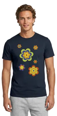 Produktbild von Spreadshirt Hippie Flower Power Blumen Fasching Männer T-Shirt, 4XL, Navy