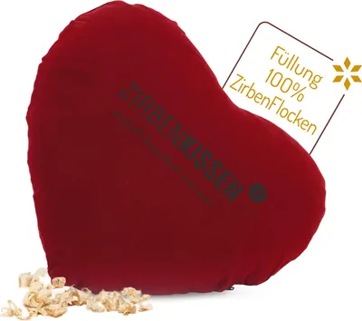 Produktbild von ZirbenKissen HERZ 40x40 cm ROT "einfach himmlisch träumen"