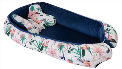 Zdjęcie produktu dla Velvet legowisko dla niemowląt 80 x 55 cm, niebieskie/jednorożce
