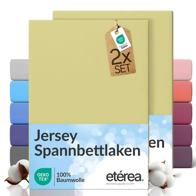Produktbild von 2er Set Jersey Spannbettlaken 200x220cm - 100% BAUMWOLLE - Bettlaken Spannbetttuch 200x220cm - Lind