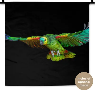 Produktbild von MuchoWow® Wandteppich Wandbehang Papagei - Vogel - Federn 60x60 cm Tapisserie Dekoration Wandtuch - Dekorationen - Wand Decke