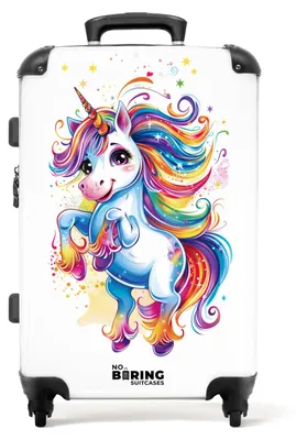 Image de Valise rigide pour enfants - Modèle trolley - Motif licorne - Dimensions : 67 x 43 x 25 cm