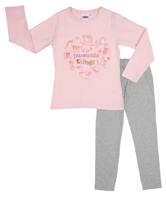 Produktbild von Peppa Wutz Schlafanzug für Mädchen - My favourite things Pyjama Kinder Oberteil und Hose Rosa/Grau 110-116