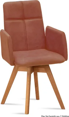 Produktbild von Armlehnstuhl drehbar (2er-Set) Dorey 52x92x60 Eiche geölt/Cognac