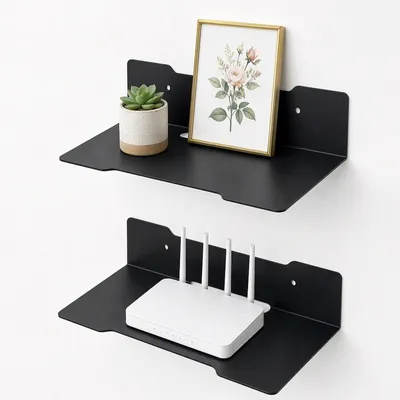 Wandplank Set 2er-Pack, Metall Schwarz, 23x17 cm