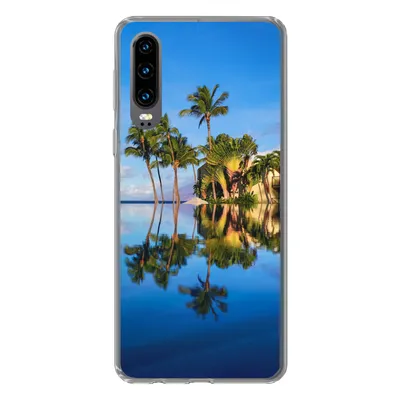 Produktbild von MuchoWow® Handyhülle Schutzhülle Hülle für Huawei P30 Am Wailea Beach in Hawaii spiegeln sich die Palmen im Wasser Silikon Softcase Handy Hülle - Kartenbesitzer