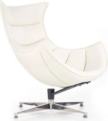 Produktbild von Sessel LUXOR Weiß Leder mit Gestell aus rostfreiem Stahl, 86 cm breit, 96 cm hoch, 94 cm tief