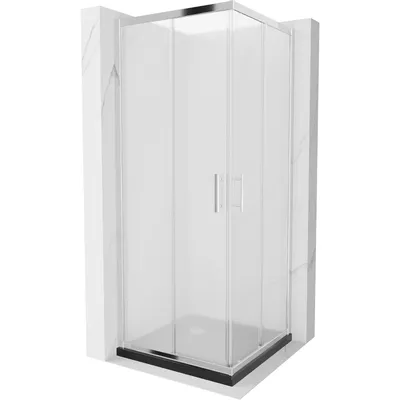 Obrázek produktu pro Mexen Rio čtvercový sprchový kout 70 x 70 cm, Vzor jinovatky, Chromovaná + sprchová vanička Flat, Černá - 860-070-070-01-30-4070