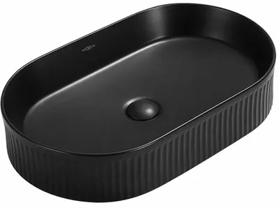 Produktbild von Mexen Grovo Aufsatzwaschbecken gerillt 49 x 31 cm, schwarz matt - 22304985