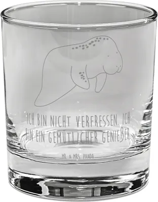 Produktbild von Mr. & Mrs. Panda Trinkglas Seekuh Chillen - Transparent - Geschenk, Abnehmen, Glas, Longdrinkglas, Essen, Süßigkeiten, Cocktailglas, für Gin, Seekühe, Zucker, Urlaub