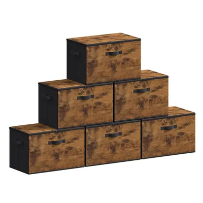 Produktbild von SONGMICS Faltbare Aufbewahrungskisten mit Griffen, 6er Set, Kleidung Organizer, Vliesstoff, 50 x 30 x 30 cm, braun