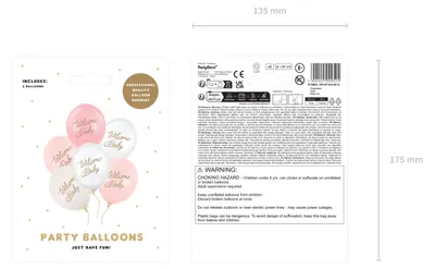 Produktbild von PartyDeco SB14P-342-081-6, Spielzeugballon, Latex, Pink, Weiß, Einfarbig, Geburtstag, Universal