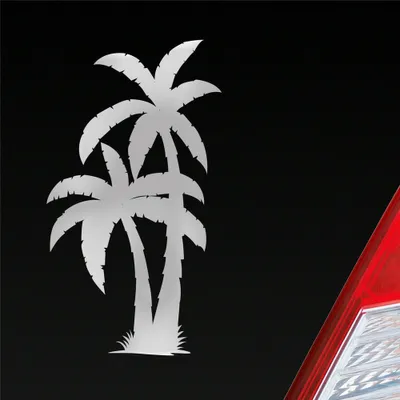 Produktbild von Auto Aufkleber Palme Palms Beach Strand Kokospalme Pflanze 5x10 cm Silber Sticker Heckscheibenaufkleber