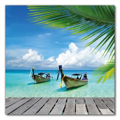 Produktbild von Wallario selbstklebende Möbelfolie/ Tischdecke für Innen und Außen, Größe: 100 x 100 cm - Sonnenboot in der Karibik