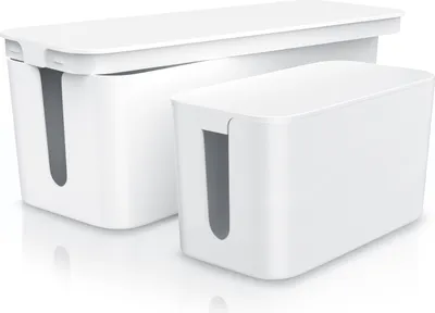 Produktbild von BEARWARE Kabelbox, Kabelboxen aus Kunststoff mit Gummifüßen, 2 Größen, Kabelmanagement, (Set, 2-tlg), Kabelkasten, Aufbewahrung der Steckdosenleiste, Schutz und Sicherheit
