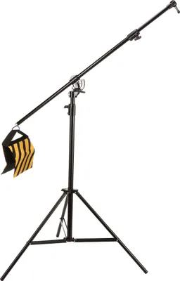 Produktbild von Bresser Galgenstativ höhenverstellbar 138–210 cm mit Teleskoparm 108–200 cm, Luftfederung, Spigot-Adapter, Gegengewichtstasche, für Licht und Kamera