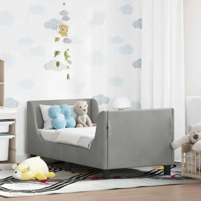 Produktbild von Maison Exclusive - Kinderbettgestell mit Kopfteil Hellgrau 70 x 140 cm Samt