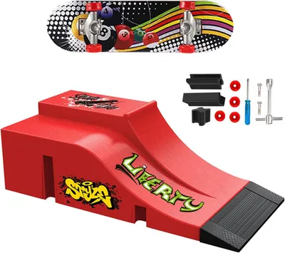 Produktbild von Mini Fingerboard Set, 1 Finger Skateboard, Rampe, Ersatzteile, für Kinder