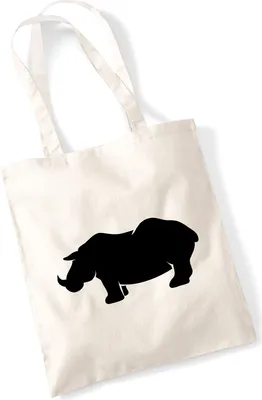 Produktbild von Huuraa Jutebeutel Nashorn Silhouette 10 Liter Natural Baumwolle Tasche Geschenkidee