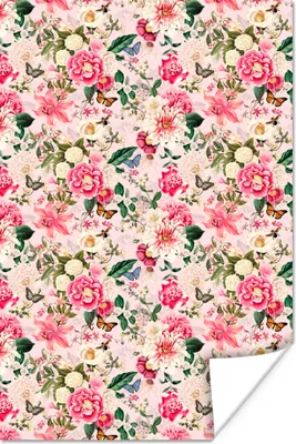 Produktbild von MuchoWow® Poster Blumen - Rosa - Muster 20x30 cm - Papierdruck