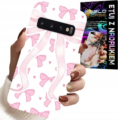 Immagine prodotto di Custodia Per Samsung Galaxy S10 - Custodia Con Nastri Rosa E Disegni Di Moda