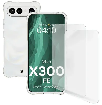 Produktbild von Handyhülle + 2x Folie für Vivo X300 FE, Bizon Case Clear Pack, Transparent