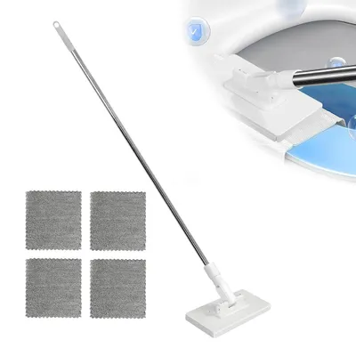 Produktbild von Bodenwischer Set mit Mikrofaser Bezug Mikrofaser Reinigungsmopp mit 4 Tücher Bodenwischer mit Stiel Wischmopp mit Druck-Klemm-System EIN Knopf