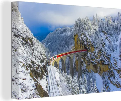 Obrázok produktu pre OneMillionCanvasses® - Výtlačky na plátne - 140x90 cm, Viadukt vo Švajčiarsku, nástenná umelecká dekorácia