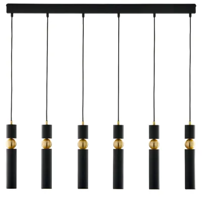 Obrázok produktu pre Závesná lampa ALAS čierno-zlatá 6xGU10x10W, kov, rozmery: 120x90x6 cm, IP20, Jupiter