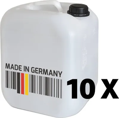 Produktbild von plasteo® 10 x 10 Liter Trinkwasserkanister Kunststoffkanister Getränkekanister Universalkanister Lebensmittelecht BPA-Frei Indoor Outdoor