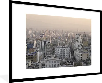 Produktbild von MuchoWow® Gerahmtes Poster Sonnenuntergang über Teheran im Iran 90x60 cm - Poster mit Schwarzem Bilderrahmen Wandposter Rahmen Foto Bilder - Wanddekoration - Fotos