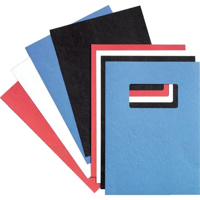 Produktbild von GBC LeatherGrain Umschlagmaterial 25 mit Fenster, blau (50), A4, Blau, Matt, 250 g/m², 50 Stück(e)